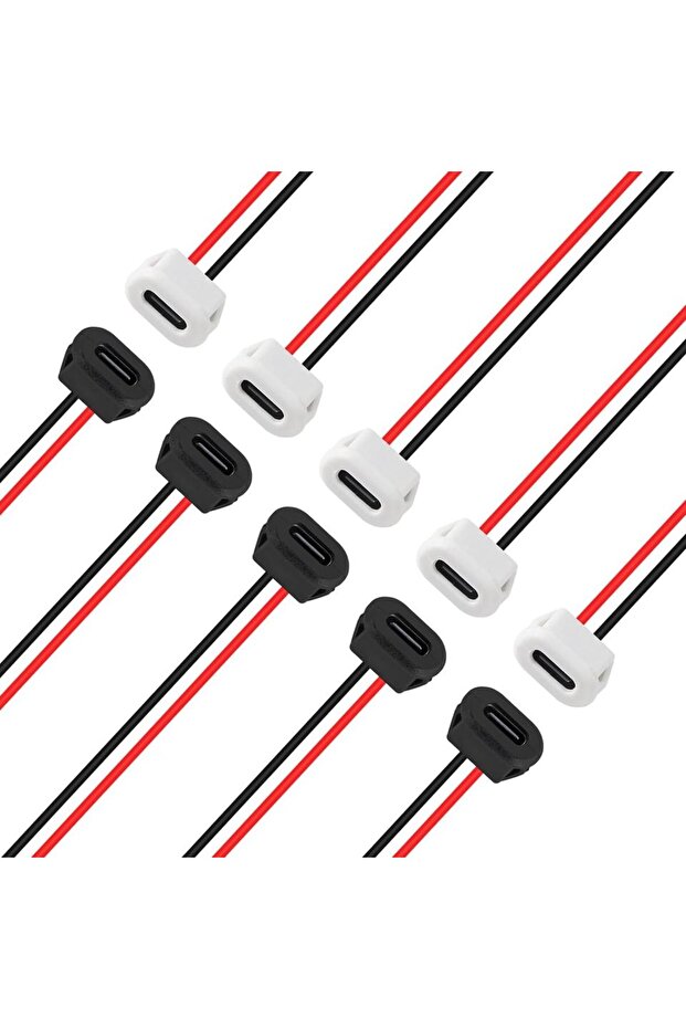 10 قطع 10 قطع هيكل أنثى من النوع C مقاوم للماء سلك لحام 2P من النوع USB C كابل تمديد الطاقة