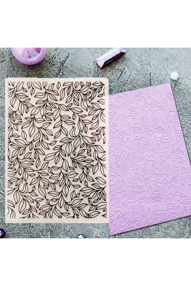 black 1Pc Embossing Folder Leaf Background Pattern Plastic Embossing Folder Machine Template for Car - 1