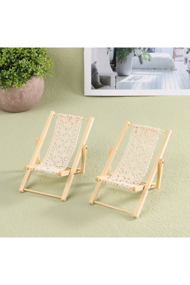1/12 Dollhouse Foldable Deck Chair Dollhouse Lounge Deck Chair Model Doll House Mini Furniture Ac...