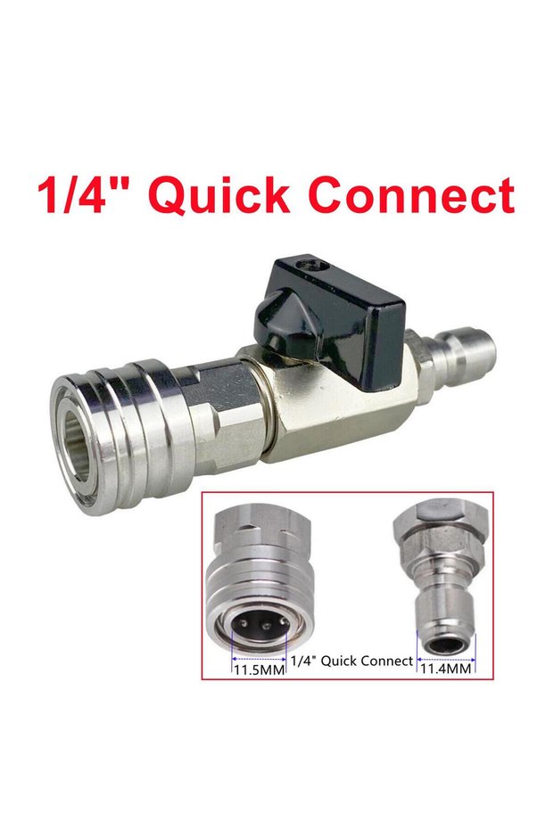 COLORLESS Ball Valve With 1/4" Quick Connector For High Pressure Wash Machine Switch On/off 4500 PSI