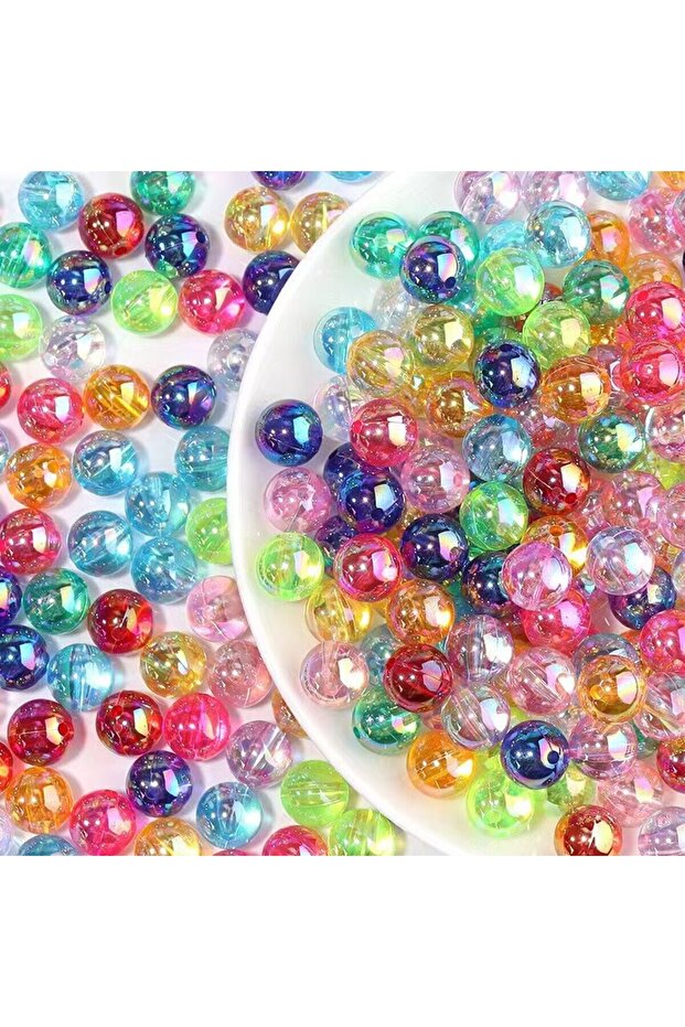 8mm Mixed color 100Pcs/lot Mixed Color Round AB Spacer Beads Plastic Loose Beads Handmade Making Wom