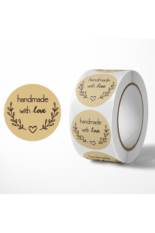 A07 500Pcs Kraft Paper Handmade with Love Thank YOU Stickers DlY Decoration Label Perfect For Adorn