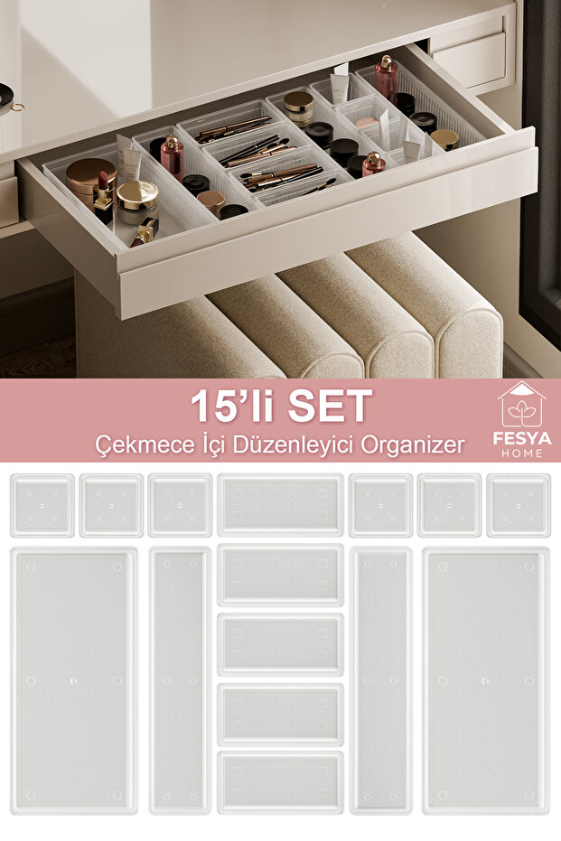 Origami Drawer Organizer Makeup, Kitchen, Office, Organizer Transparent 14Pcs 6K - 50 - 2B - 2XL
