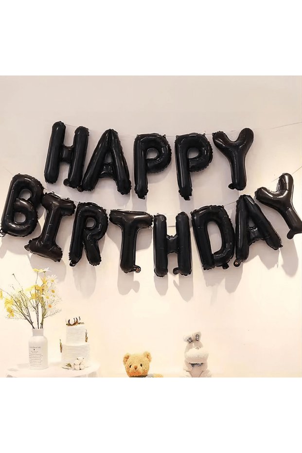 16INCH black 13PCS/PACK Black Happy Birthday Aluminum Film Balloon Banner