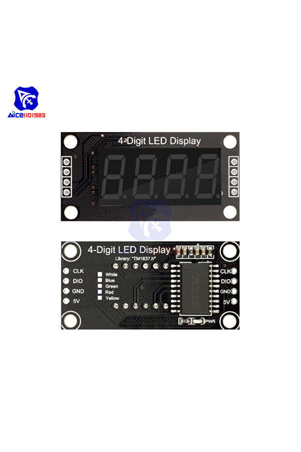 Blue TM1637 0.36" 4 Bit LED Digital Tube Display 7 Segments Red Green Blue Yellow White LED Module B - 3