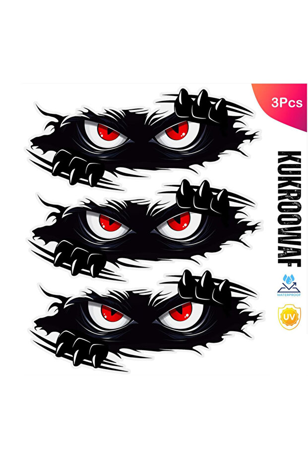 black 3Pcs Funny Monster Sticker Waterproof 3D vinyl self adhesive funny anime cute Auto Peeking Mon
