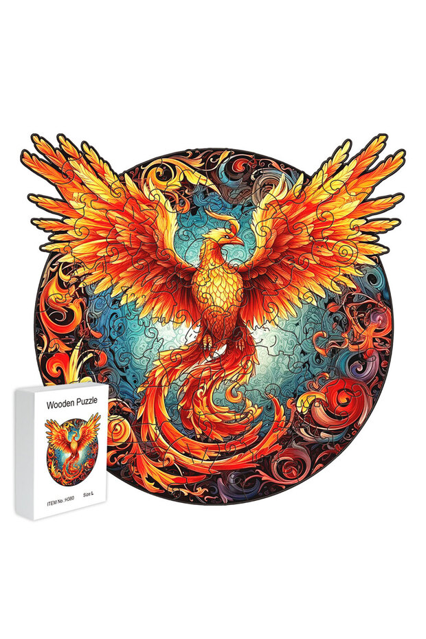 H380-A3 Wooden puzzle Phoenix Red delicate gratitude Gift box Irregular shape animal puzzle gift Fam