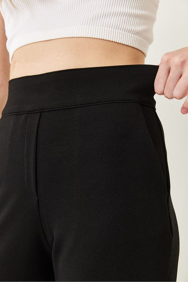 Kadın İspanyol Paça Cep Detaylı Beli Lastikli Örme Pantolon 80110 60271045 - 7