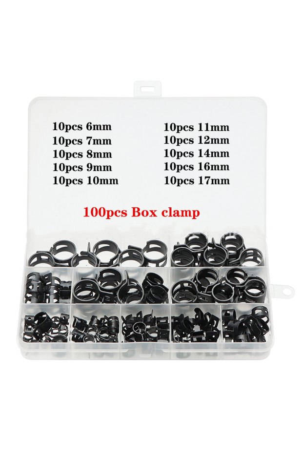 100pcs 6-17mm 100Pcs/Set 6-17/6-22mm Black Q673B Vacuum Spring Fuel Oil Water Hose Clip Pipe Tube fo