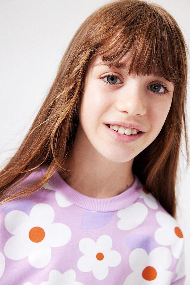 Lila Çiçek Desenli Kız Çocuk Eşofman Takımı - Gemma - 2