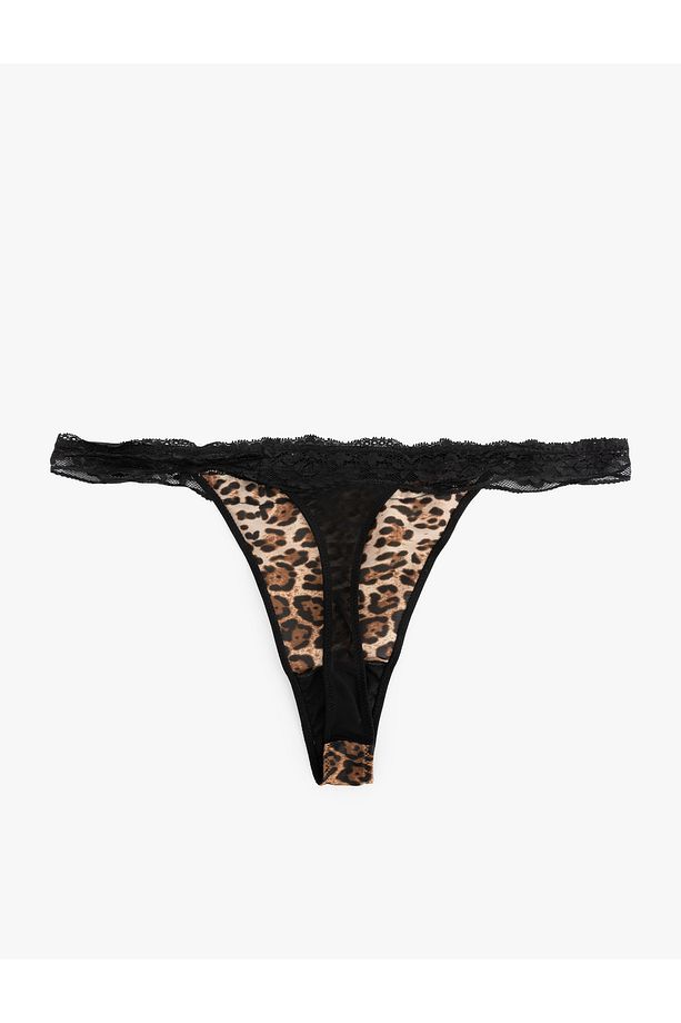 X Zeynep Bastık - Dantel Detaylı Leopar Desenli String Külot - 2