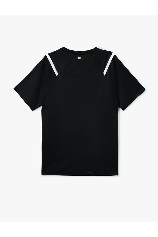 Slogan Baskılı Kısa Kollu Bisiklet Yaka Oversize Spor Tişört - 2