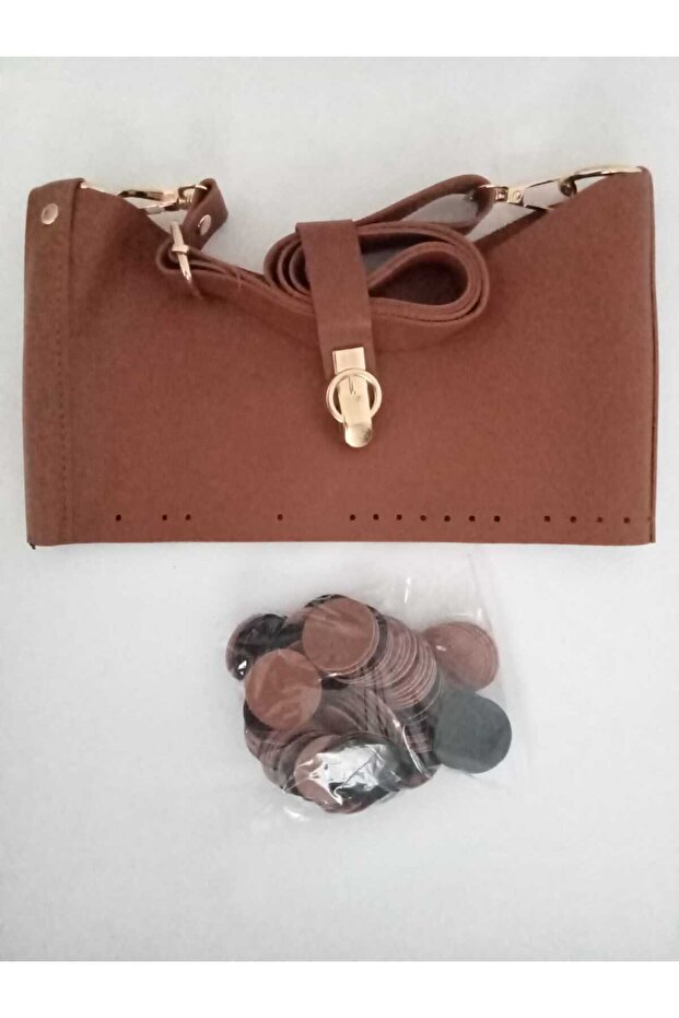 مجموعة حقيبة جلدية مطرزة - 1