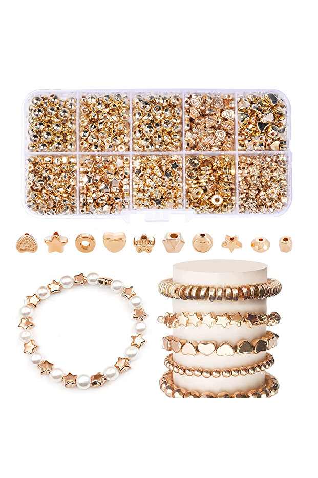 WHITE 500pcs CCB Beads for Jewelry Making kit Plated Gold color Beads Box DIY Bracelet Necklace Acce