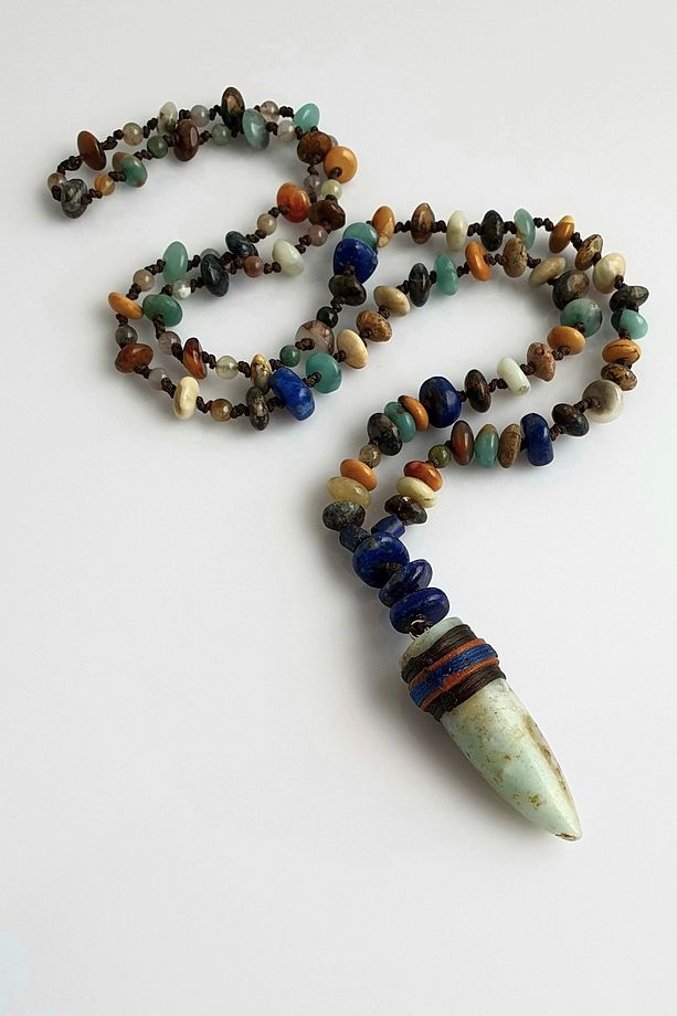 Lapis Lazuli Akuamarin, Jasper Ve Amazonit Uçlu Bohem Kolye - 3