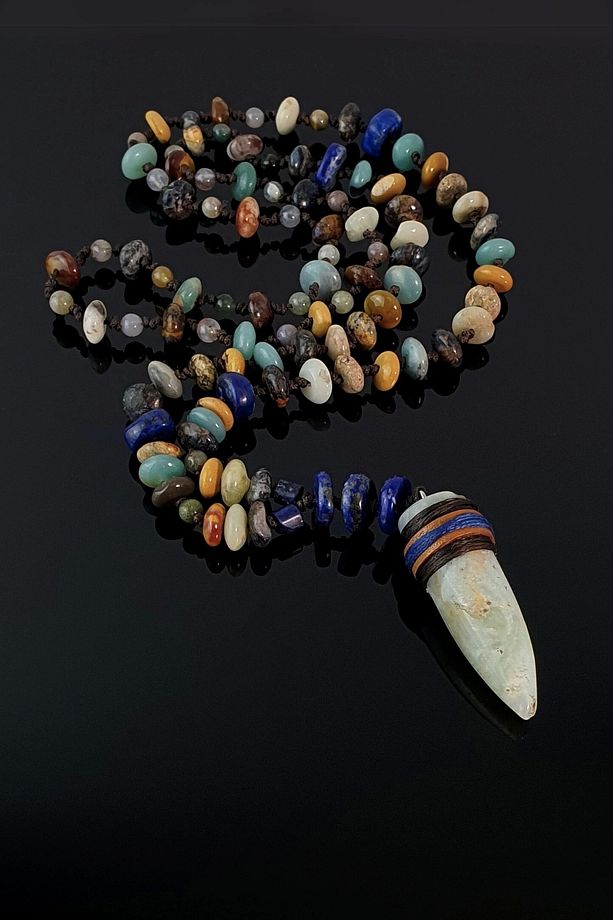 Lapis Lazuli Akuamarin, Jasper Ve Amazonit Uçlu Bohem Kolye - 1