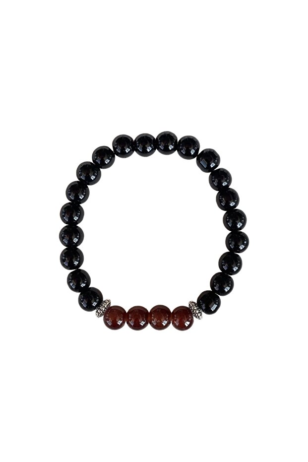 Black Color Bead Detailed Men's Bracelet