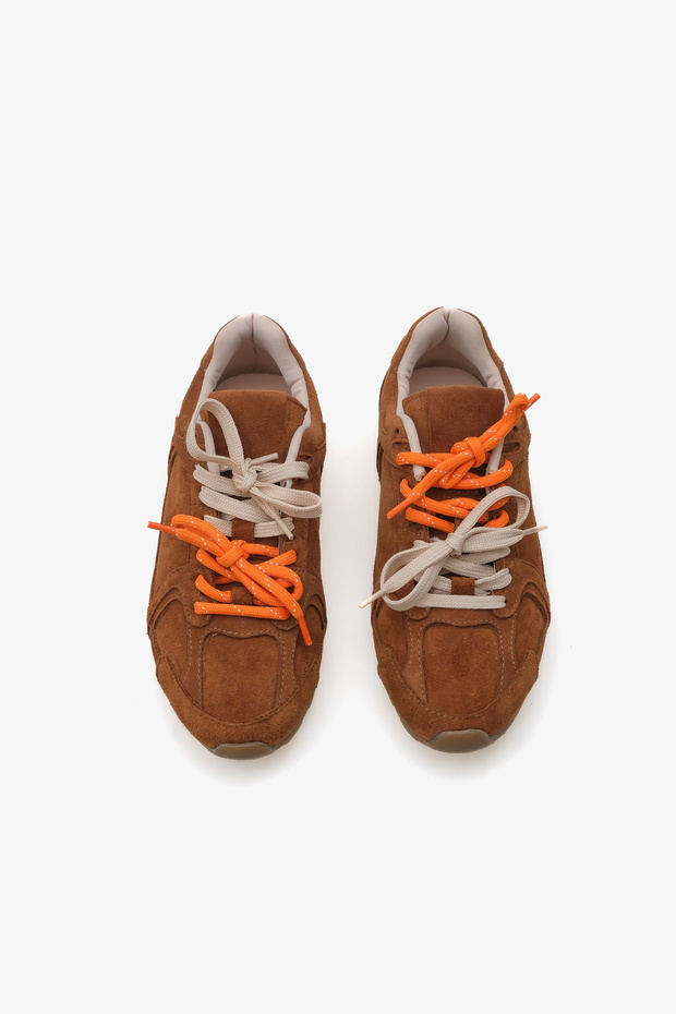 Sylis Taba Hakiki Deri Süet Çift Bağcıklı Renkli Sneaker Spor Ayakkabı - 3