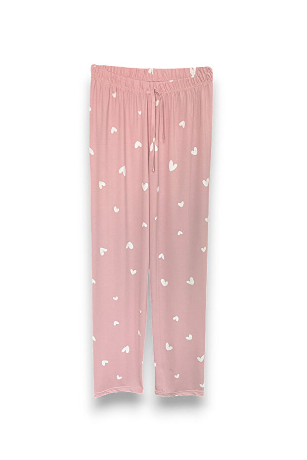 Women's Powder Heart Stretchy Comfortable High Quality Milan Fabric Sleepwear Bottoms
