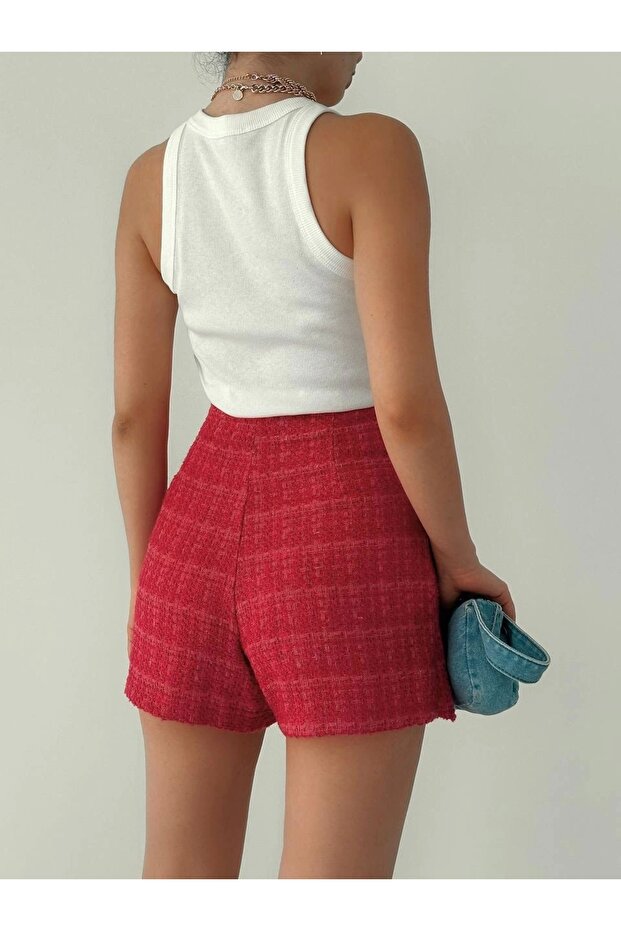 Tüvit Kumaş Şort Etek - 4