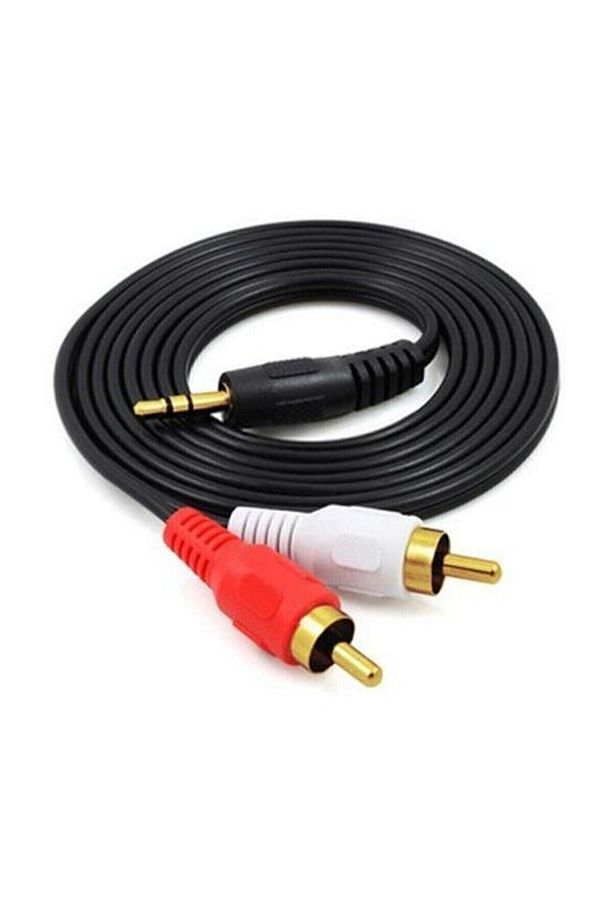 1.5 Metre Siyah Stereo To Rca Kablo 2+1 - 5+1 Bilgisayar Pc Ses Kablosu 3.5 Mm Jak Renkli Kablo - 3