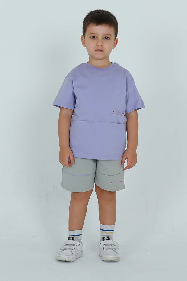 Unisex T-Shirt Pocket Writing Print Adjustable Rubber Waist Shorts Bottom Top Suit
