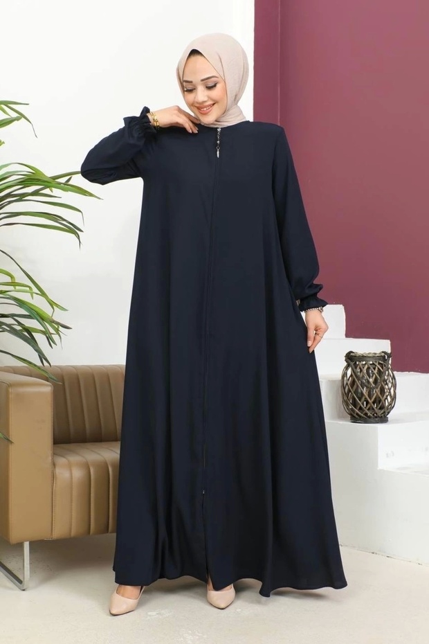 Medina Silk Mevlana Ferace - Navy Blue / F0123