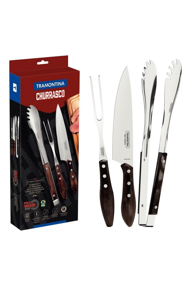 Since 1911, Made in Brazil- 3-Piece Utensil Set with Stainless-Steel Blades and Polywood Handles