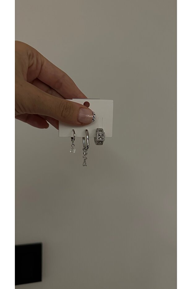 Üçlü Küpe Set Silver