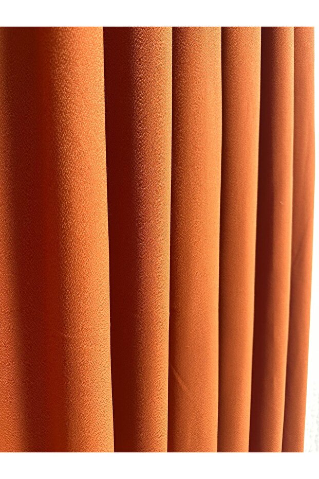 Matsu Orange Cotton Background Curtain 1/3 Close Pleat