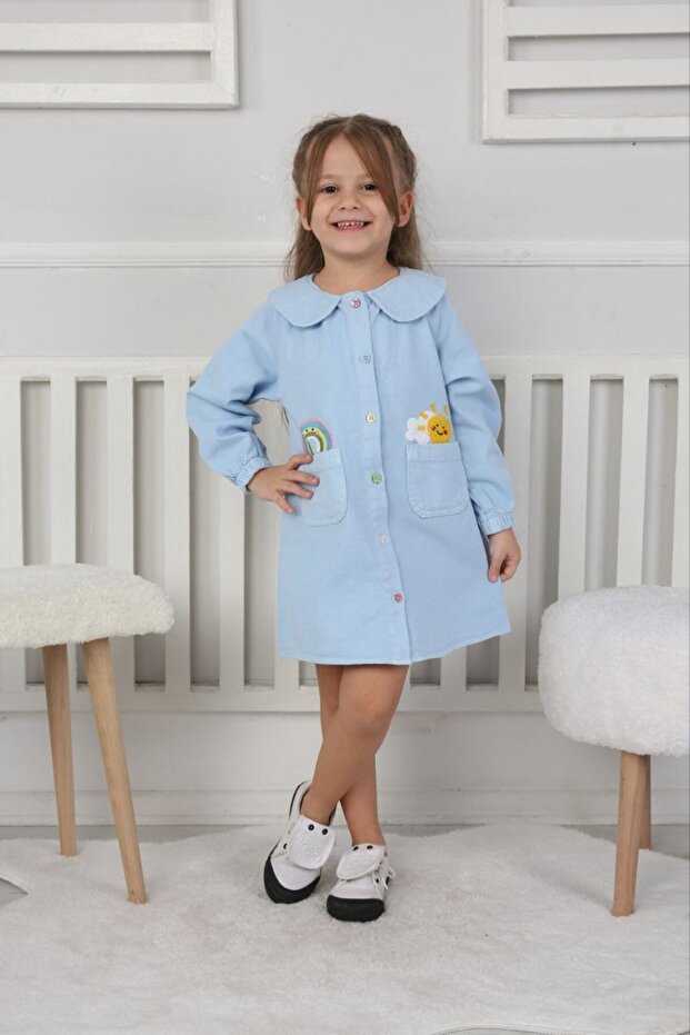 Rainbow Denim Kiz Cocuk Elbise