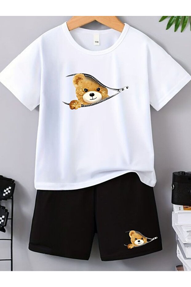 Angry Bear Printed Unisex Kids Bottom-Top Set