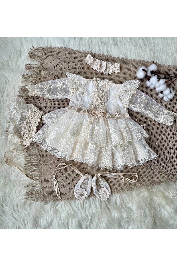 Cream Baby Dress Set