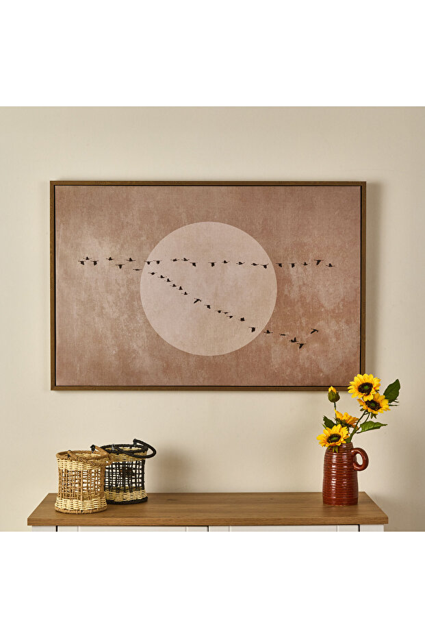 Deco Pajaros Tablo - Bej - 90x60 cm - 1