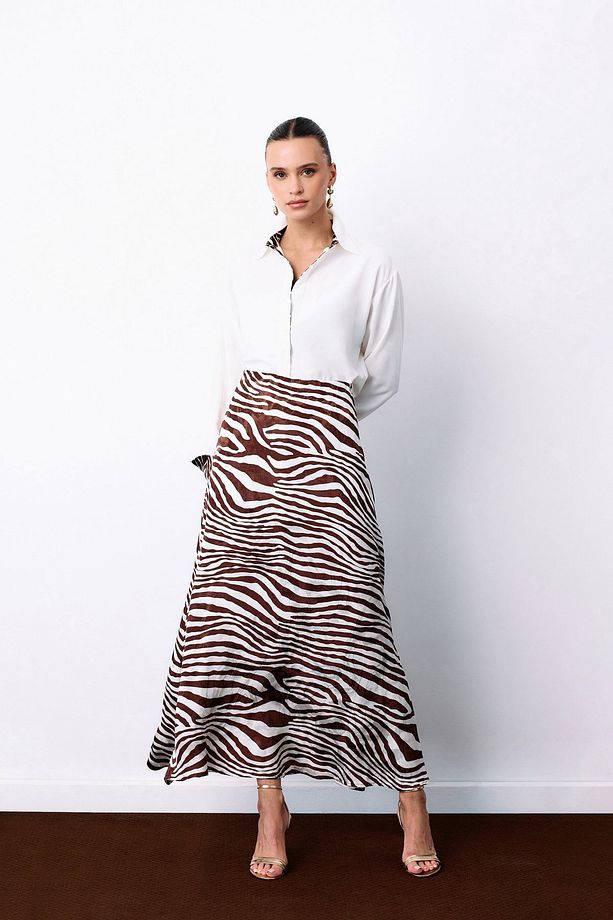 Zebra Desen Etek - Kahve - 5
