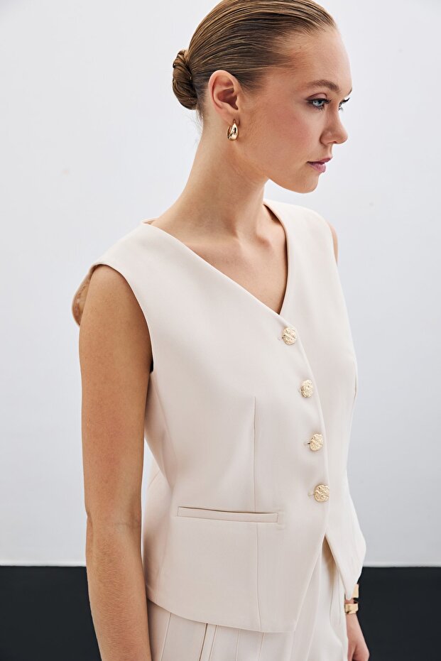 سترة قصيرة بأزرار بيج - 2