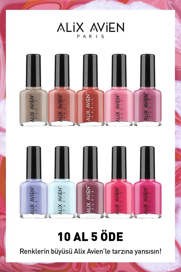 Yüksek Pigmentli Uzun Süre Kalıcı Hızlı Kuruma Sağlayan Parlak Bitişli Oje 10'lu Nail Lacquer Set 01 - 1