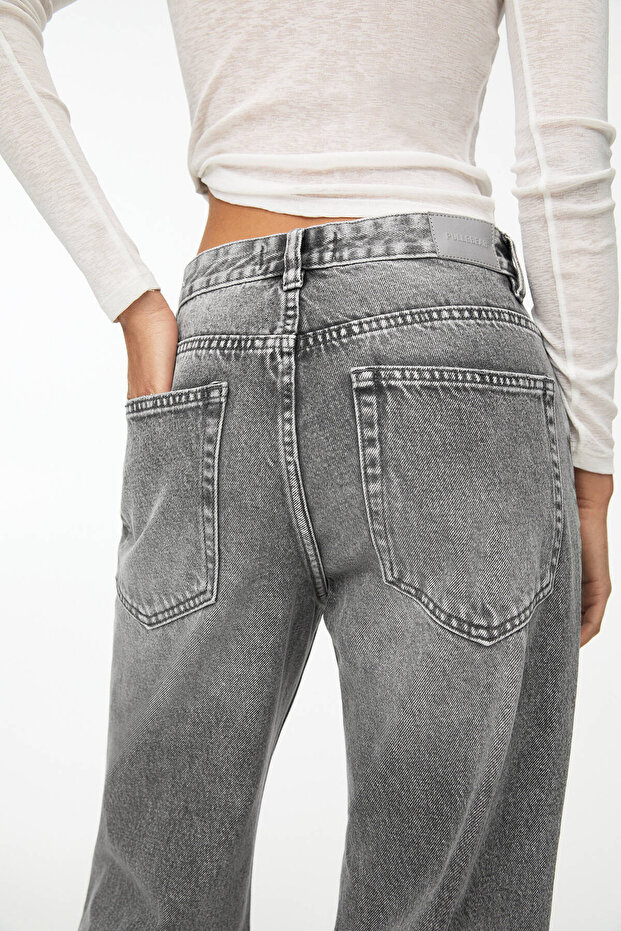 Kıvrık paçalı straight baggy jean - 6