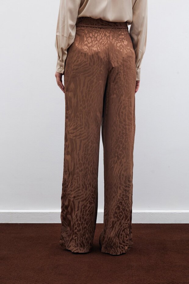 بنطلون ستان منقوش - بني - 8