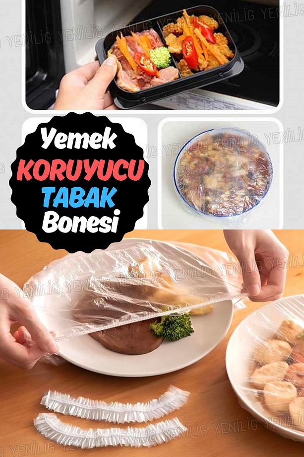 Yiyecek Tazeliğini Koruyan Tabak Bonesi Seti – 100 Adet Lastikli ve Sağlam 22 cm Örtü - 7
