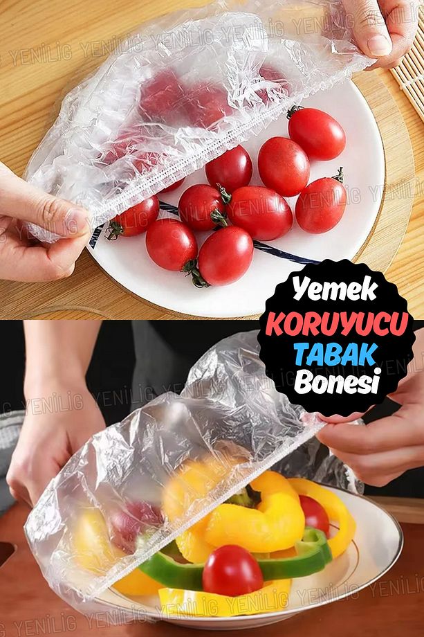 Yiyecek Tazeliğini Koruyan Tabak Bonesi Seti – 100 Adet Lastikli ve Sağlam 22 cm Örtü - 4