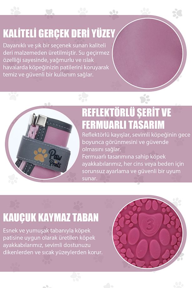 Kışlık Su Geçirmez Köpek Ayakkabısı, Deri Köpek Botu, Kauçuk Taban Köpek Ayakkabısı - 8
