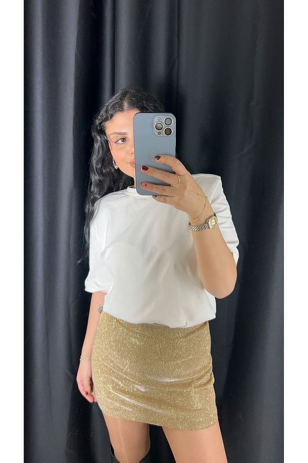 GLOSS GOLD SİMLİ ŞORT ETEK - 1