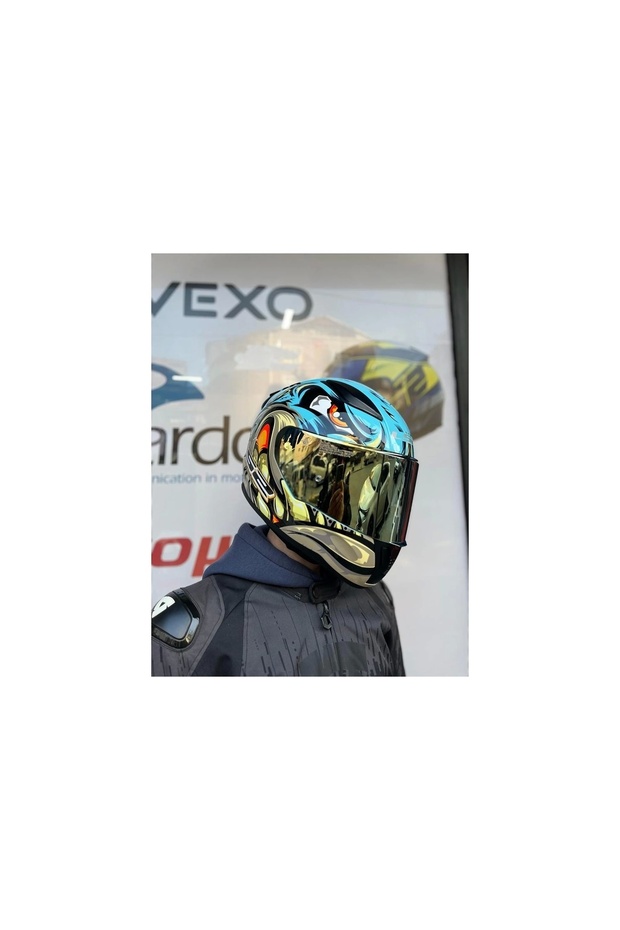 Rapıd 2 Neo Mavi-Mor Kask Gold Vizör -Mtn1 - 3