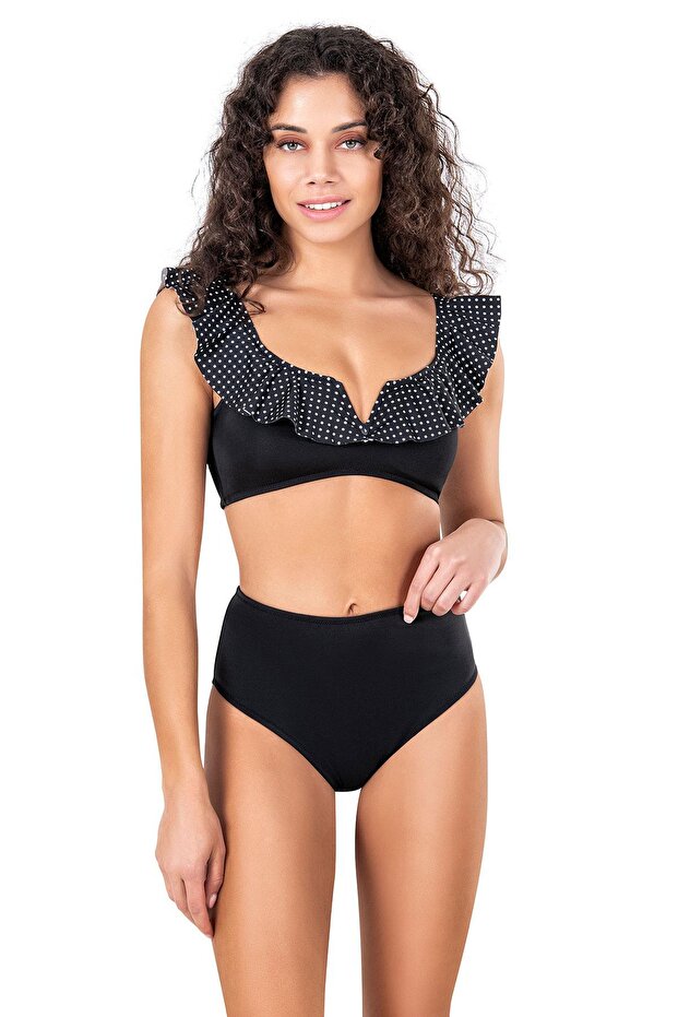 Women's Polka Dot Detailed Flounce Bikini Set