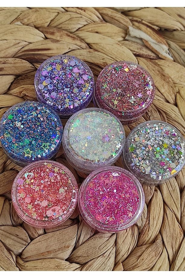Glitter Jel Far Simli Jel Far Set Parlak Glitter Göz Farı Vücut Ve Saç Simi - 3