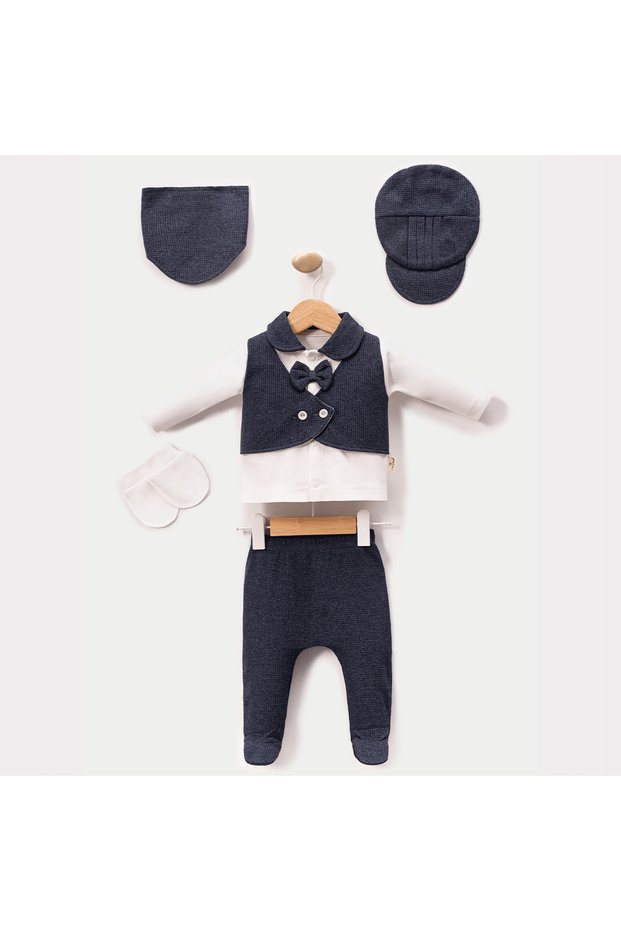 100% Cotton Bow Tie Vest 7-Piece Hospital Discharge Set Newborn, Mevlütlük Baby Boy Set