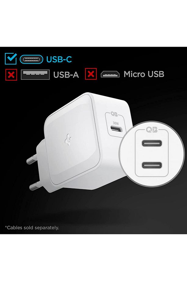 30W GaN USB-C Adaptör Hızlı Şarj Aleti iPhone&Android&iPad&MacBook Type-C PE2008 White - ACH02077 - 6