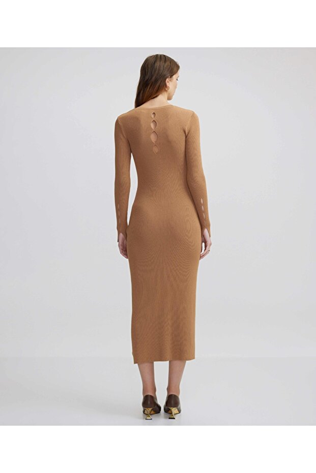 Cutout triko elbise - 6