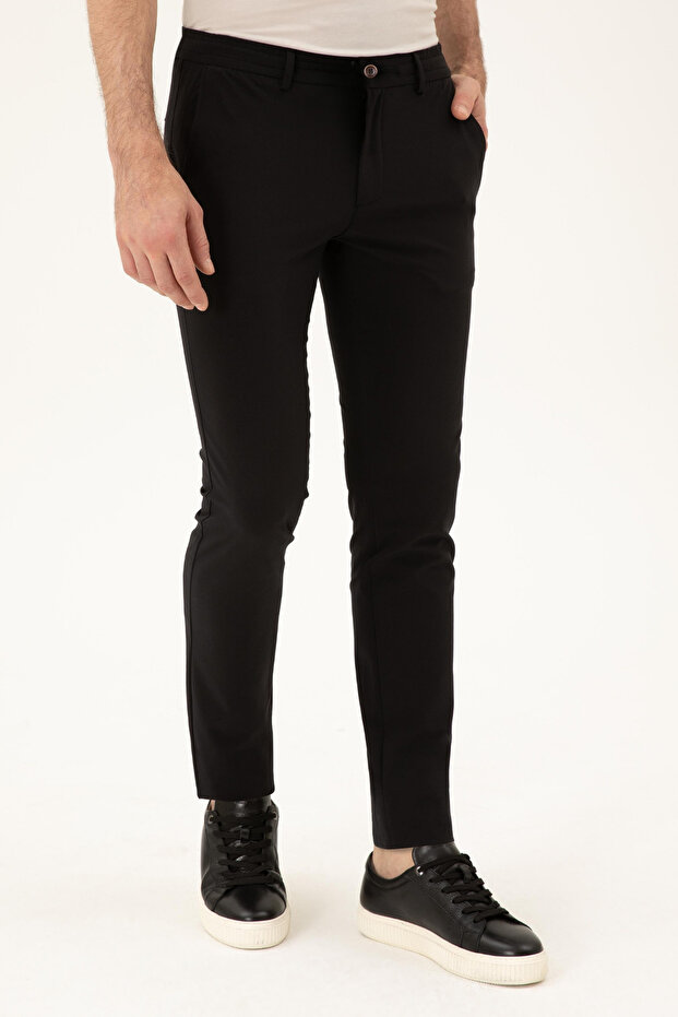 Unisex Buttoned Lycra Fabric Trousers with Elastic Waistband